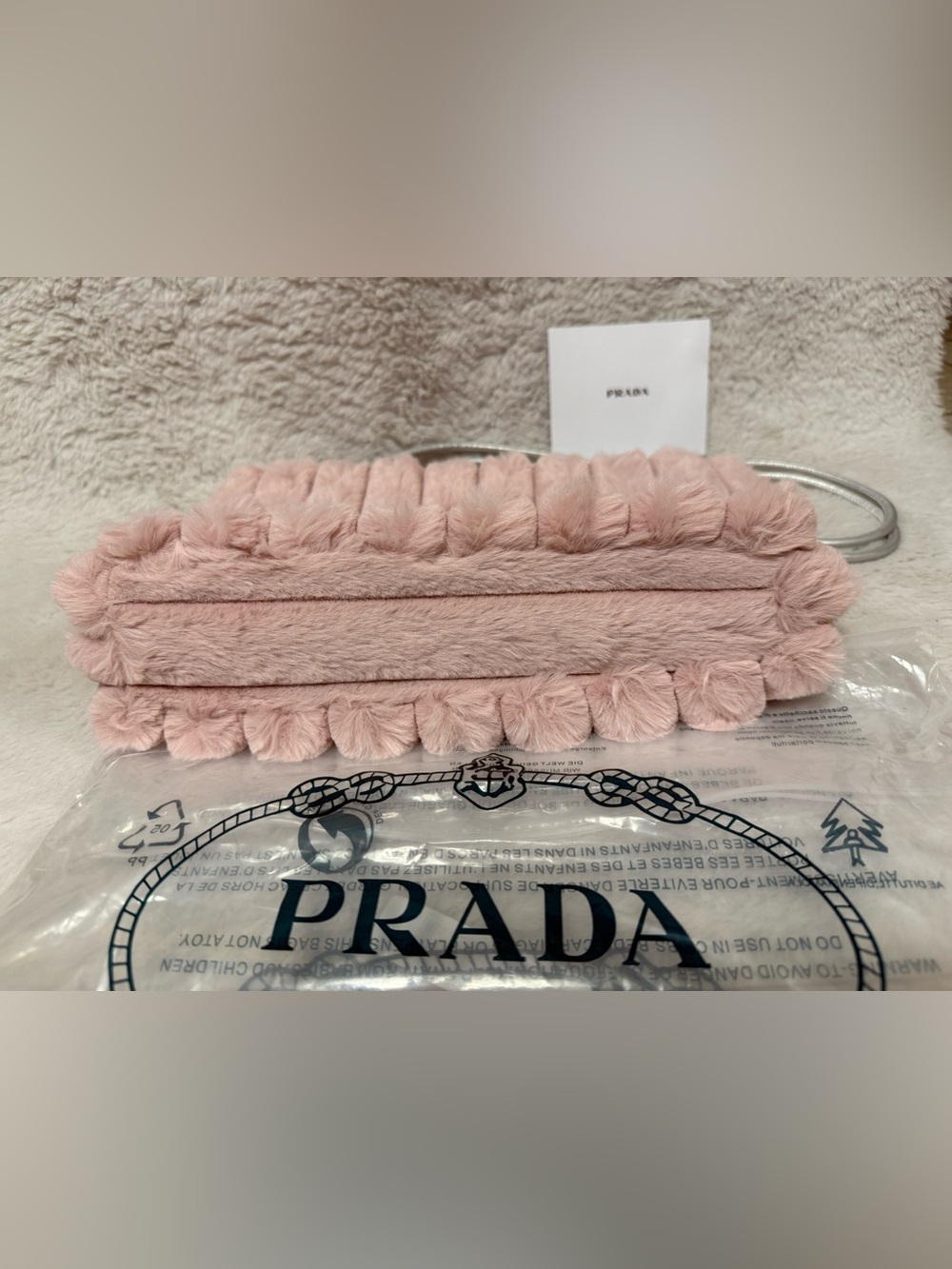 Prada Blush Pink Faux Fur Tote with Triangle Logo- GWP - Picture 9 of 10